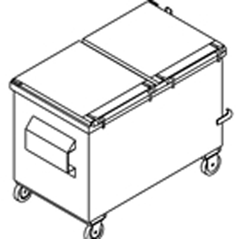 Compactor receiver bin for 4830 compactor measuring three cubic yards