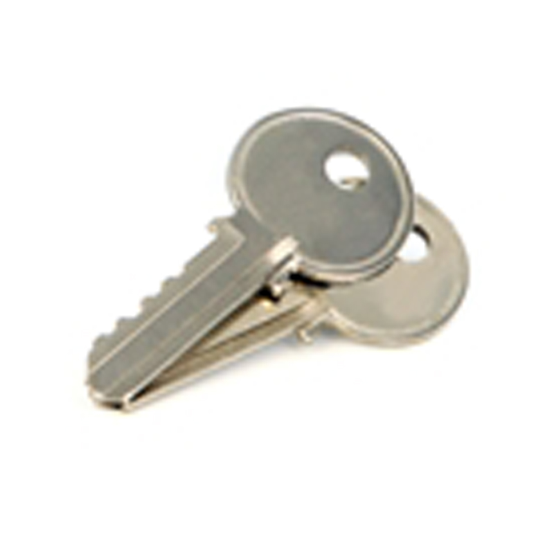 Key stamped with ”S54F” for use in cylinder locks on chute intake doors