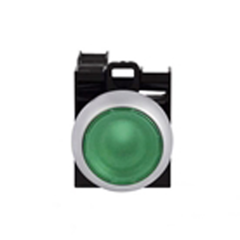 Green LED Electrical Interlock Light Assembly, Silver Bezel, 24 Volt