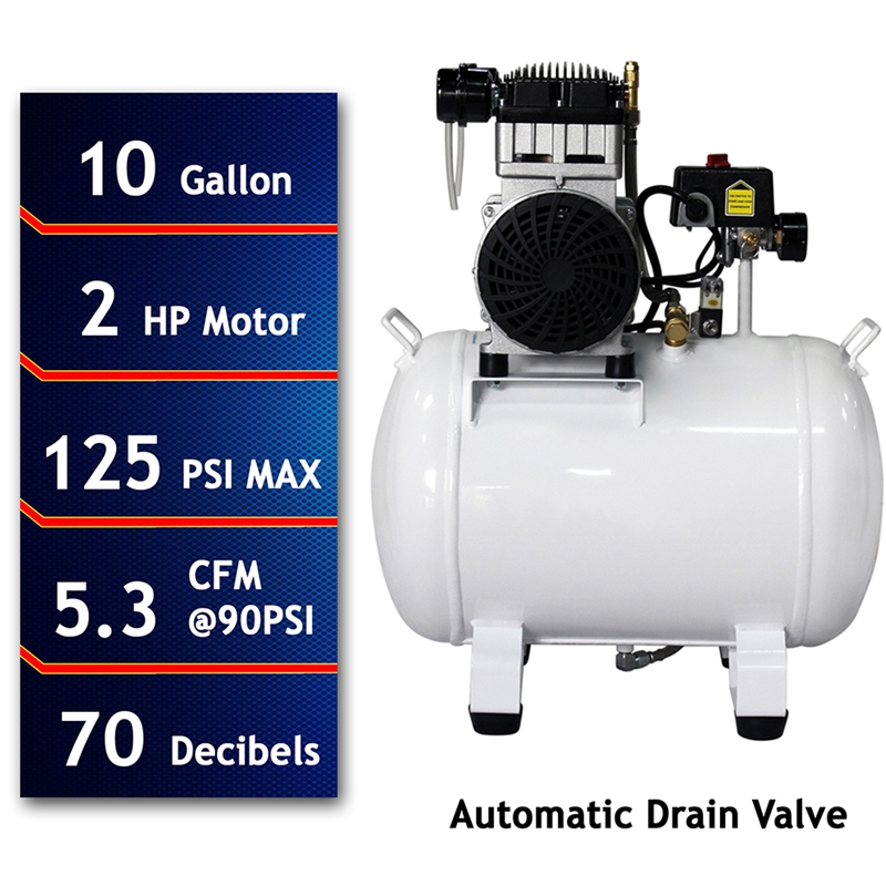 10 gal Ultra Quiet Compressor w/ Custom Drain Valve